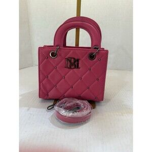 Badgley Mischka Diamond Quilted Stud Mini Handle Tote Hot Pink Gunmetal Hardware